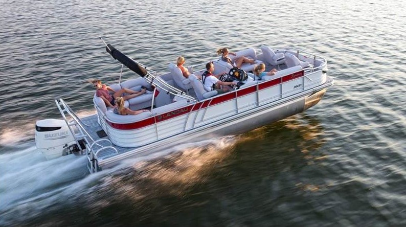Group of people enjoying a ride on a Pontoon Boat